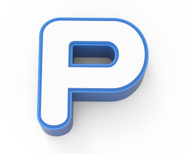 mavi çerçeveli Beyaz harf P