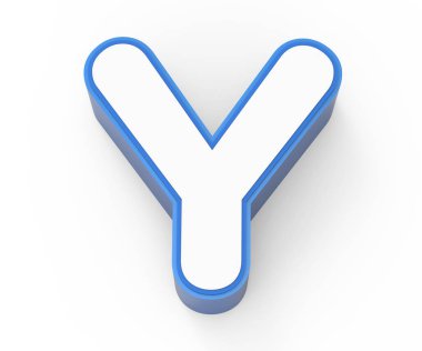 mavi çerçeveli Beyaz harf Y