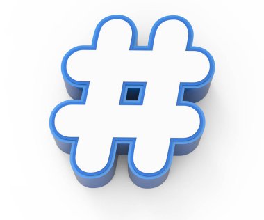 Beyaz hashtag işareti mavi çerçeveli