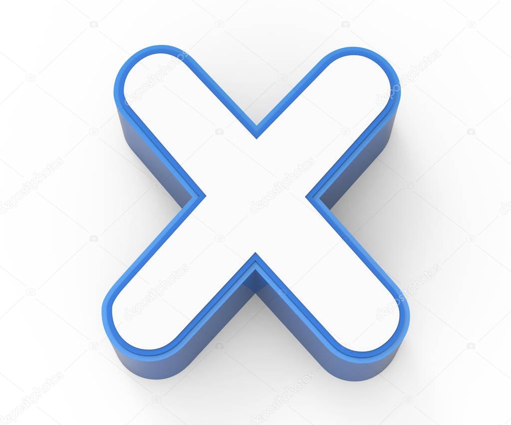 blue framed white letter X