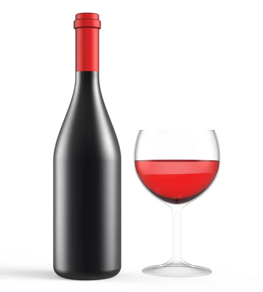 Botella de vino opaco con vino — Foto de Stock
