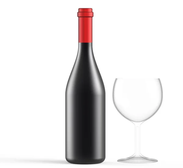 Opaque wine bottle with glass — Stock Photo, Image