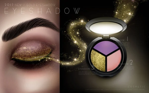 Multi warna eyeshadow ad - Stok Vektor