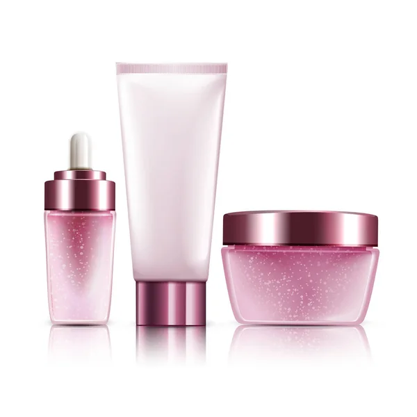 Recipientes cosméticos rosa — Vetor de Stock