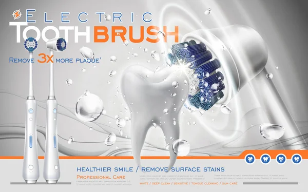 Cepillo de dientes eléctrico ad — Vector de stock