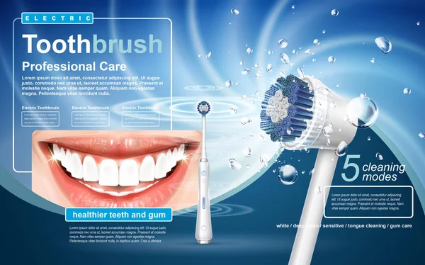 電動歯ブラシ広告 — ストックベクタ