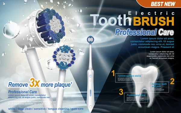 Escova de dentes elétrica anúncio —  Vetores de Stock