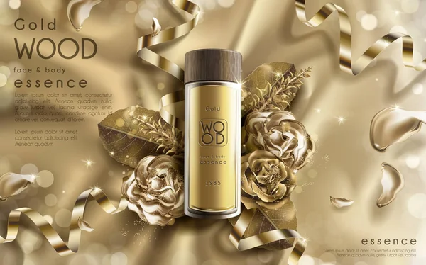 Golden wood essence ad — Stock vektor