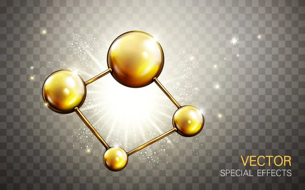 Golden atom model — Stock Vector