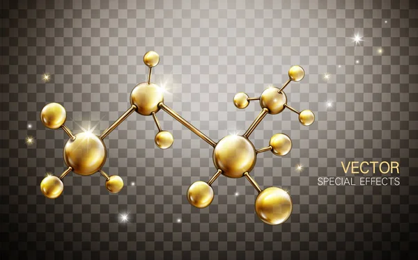 Golden atom model — Stock Vector