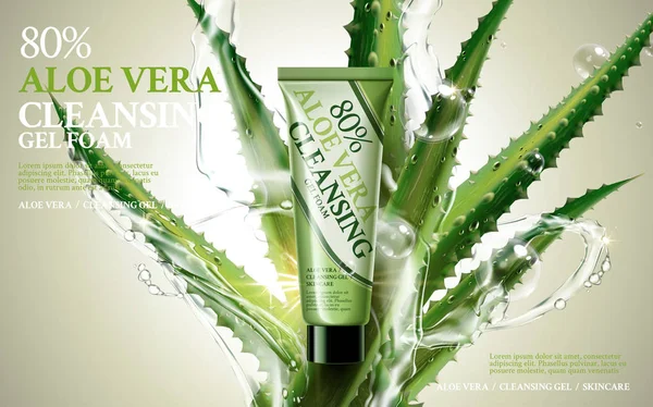 Espuma de limpeza aloe vera —  Vetores de Stock