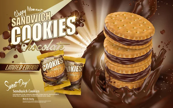 Biscuits sandwich au chocolat — Image vectorielle