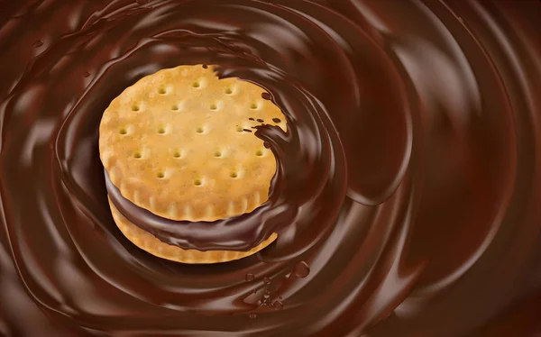 Vórtice de chocolate y galletas — Vector de stock