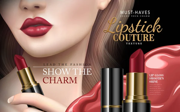 Rossetto couture annuncio — Vettoriale Stock