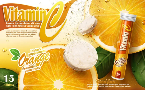 Werbung für Vitamintabletten — Stockvektor