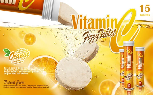 Vitamina tableta ad — Vector de stock