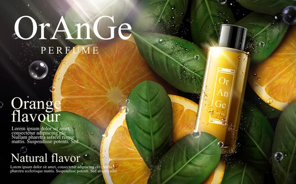 Anúncio de perfume laranja — Vetor de Stock
