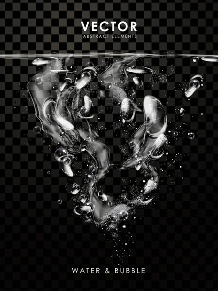 Elemento acqua trasparente con bolle — Vettoriale Stock
