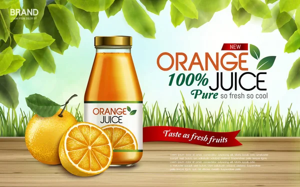 Annonce de jus d'orange — Image vectorielle