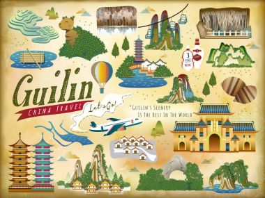 Guilin seyahat öğeleri koleksiyonu
