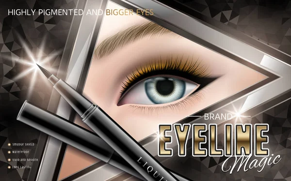 Publicité cosmétique eyeliner — Image vectorielle