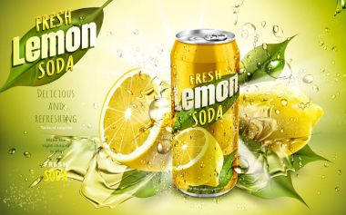 fresh lemon soda ad clipart