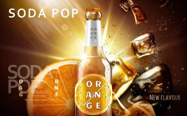 Naranja soda pop ad — Vector de stock