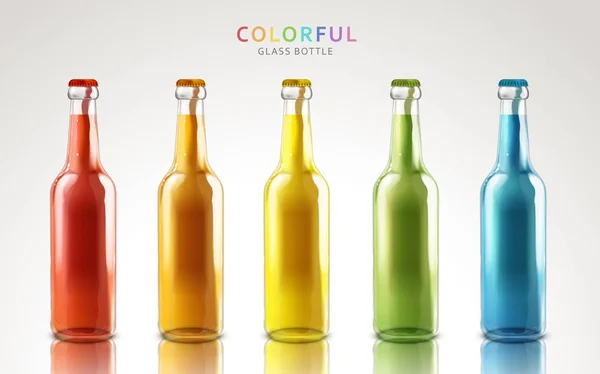 Coloridas botellas de vidrio — Vector de stock