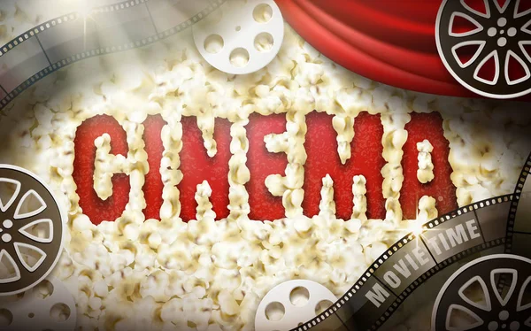 Pop corn cinéma mot — Image vectorielle