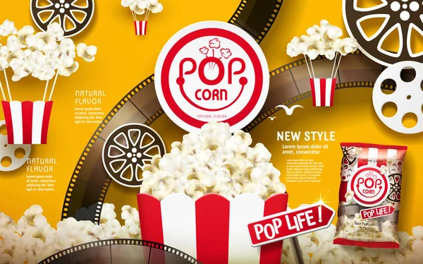 Délicieuses annonces pop-corn — Image vectorielle