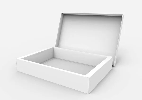 Abrir caja en blanco plano —  Fotos de Stock