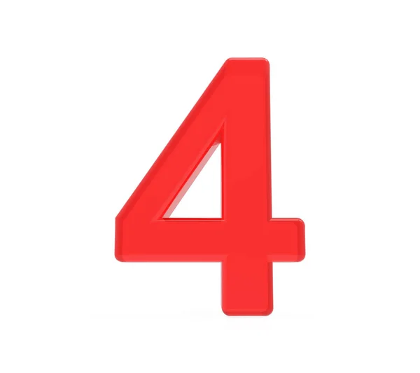 Red number 4 — Stock Photo, Image