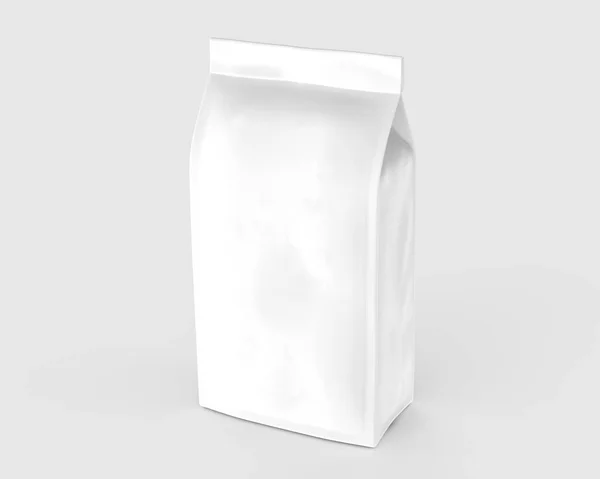 Download White Blank Foil Food Or Drink Bag Packaging With Hang Slot Blister. Plastic Pack Template Ready ...