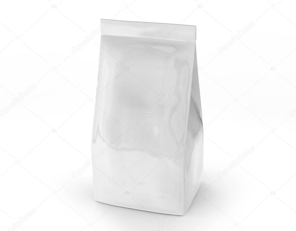 Download Pearl White Coffee Bean Bag Mockup Blank Foil Bag Template In 3d Rendering 162726162 Larastock