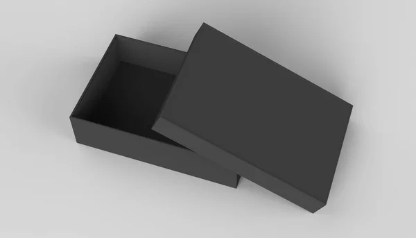 Plochá černá skříňka maketa — Stock fotografie