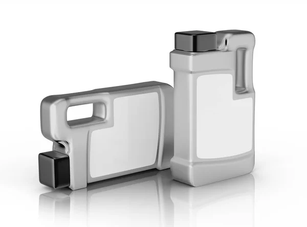 Olej silnikowy srebrny pojemnik — Zdjęcie stockowe