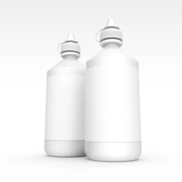 Contactos Mockup garrafas de solução — Fotografia de Stock