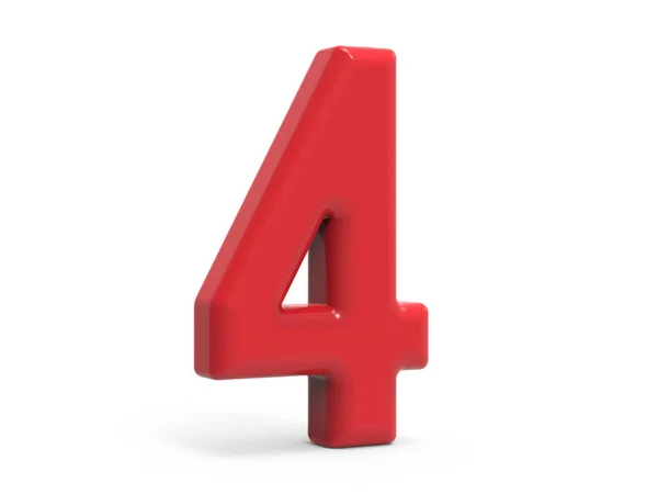 Red number 4 — Stock Photo, Image