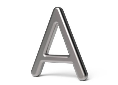 3D render metalik alfabesi A