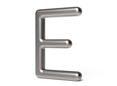 3D render metalik alfabe E