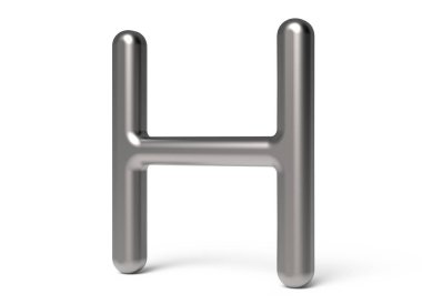 3D render metalik alfabe H