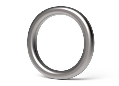 3D render metalik alfabesi O