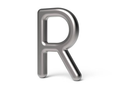 3D render metalik alfabesi R