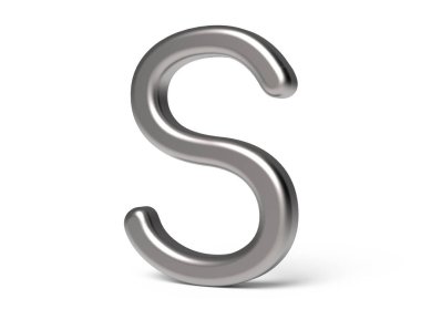3D render metalik alfabe S