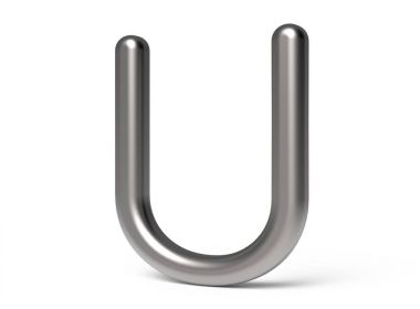 3D render metalik alfabe U