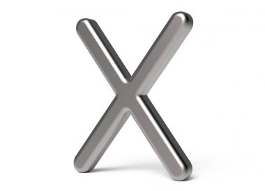 3D render metalik alfabe X