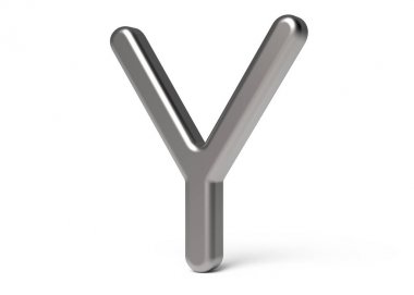 3D render metalik alfabe Y