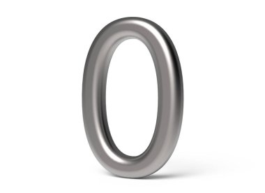 3D render metalik numarası 0