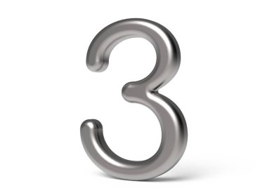 3D render metalik sayı 3