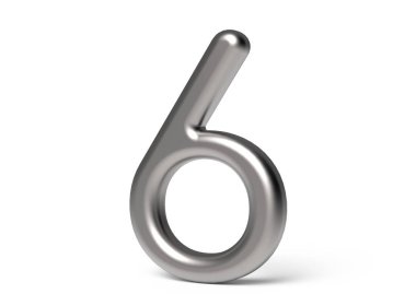 3D render metalik numarası 6